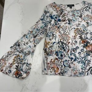 Karen Kane Floral Blouse in Blue and Orange